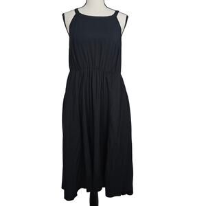 Torrid Halter Dress Sz 0 Large Black Midi Sleeveless Keyhole Pockets Minimalist